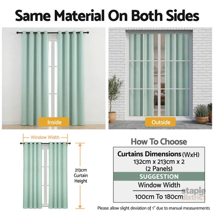 Artiss Blockout Curtains 2X 132x213cm Thermal Insulated Eyelet Drapes Green - Home & Garden > Curtains > Curtains &