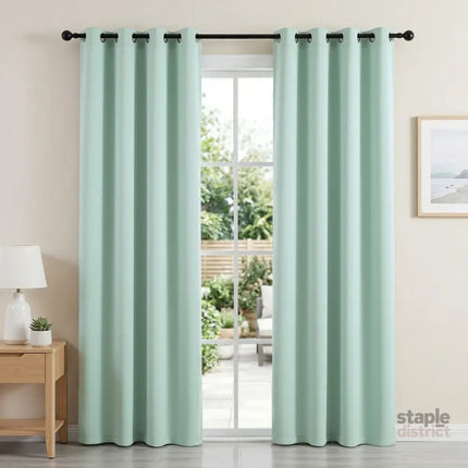 Artiss Blockout Curtains 2X 132x213cm Thermal Insulated Eyelet Drapes Green - Home & Garden > Curtains > Curtains &