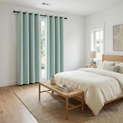 Artiss Blockout Curtains 2X 132x213cm Thermal Insulated Eyelet Drapes Green - Home & Garden > Curtains > Curtains &