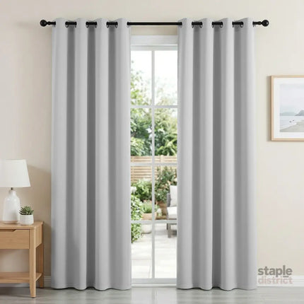 Artiss Blockout Curtains 2X 132x213cm Thermal Insulated Eyelet Drapes Grey - Home & Garden > Curtains > Curtains &