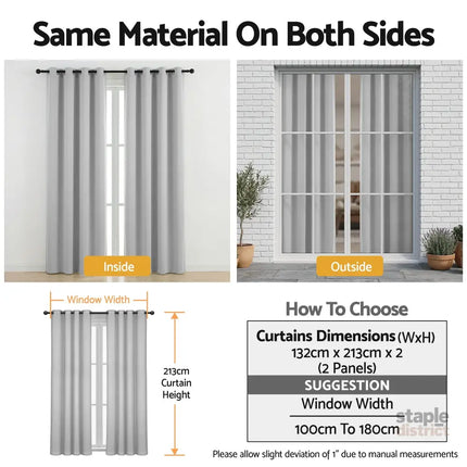 Artiss Blockout Curtains 2X 132x213cm Thermal Insulated Eyelet Drapes Grey - Home & Garden > Curtains > Curtains &
