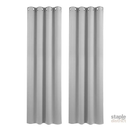 Artiss Blockout Curtains 2X 132x213cm Thermal Insulated Eyelet Drapes Grey - Home & Garden > Curtains > Curtains &