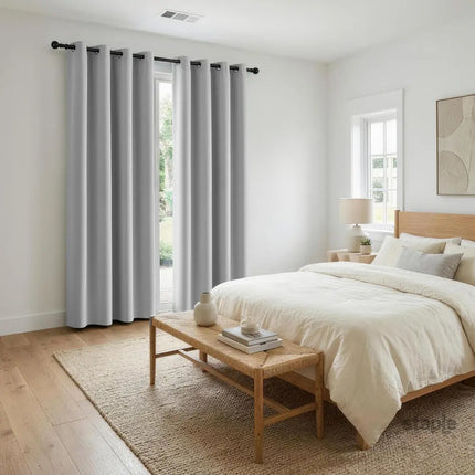 Artiss Blockout Curtains 2X 132x213cm Thermal Insulated Eyelet Drapes Grey - Home & Garden > Curtains > Curtains &