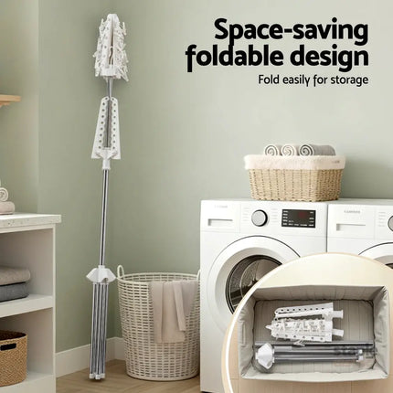 Artiss Clothes Rack Airer 2 Tier Rotatable Hanger Foldable - Furniture > Living Room > Coat Racks
