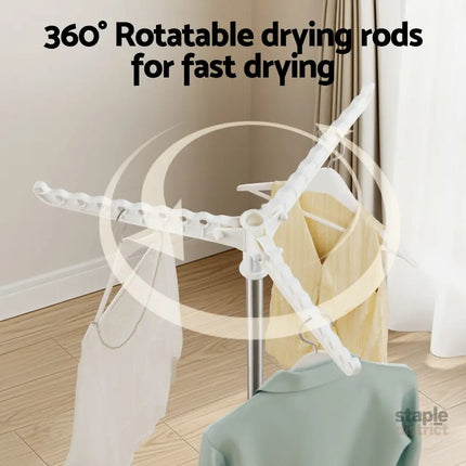 Artiss Clothes Rack Airer 2 Tier Rotatable Hanger Foldable - Furniture > Living Room > Coat Racks