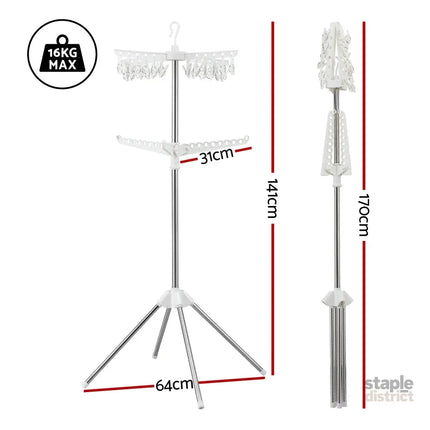 Artiss Clothes Rack Airer 2 Tier Rotatable Hanger Foldable - Furniture > Living Room > Coat Racks