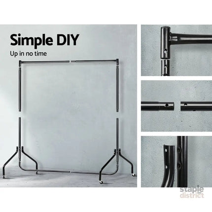 Artiss Clothes Rack Airer Coat Stand 6FT Rail Wheels - Home & Garden > Storage > Clothing & Wardrobe Storage