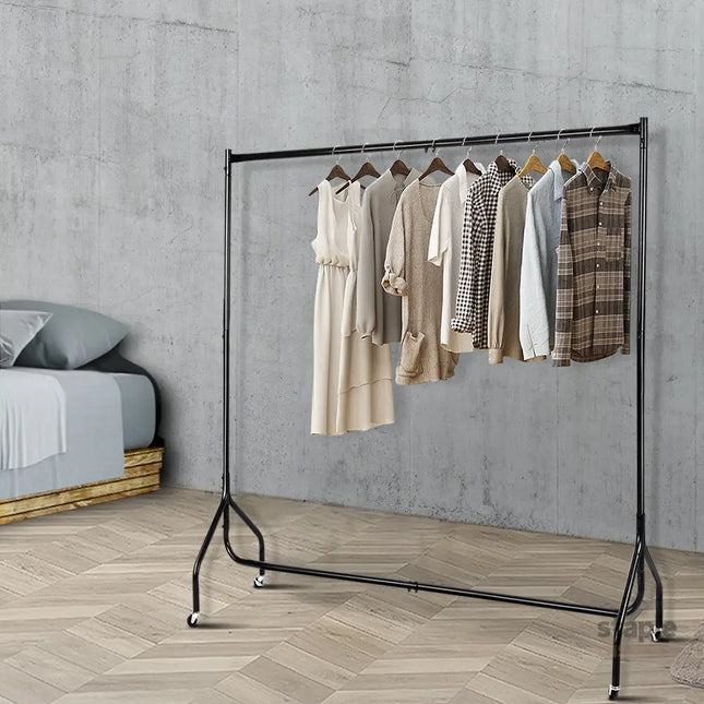 Artiss Clothes Rack Airer Coat Stand 6FT Rail Wheels - Home & Garden > Storage > Clothing & Wardrobe Storage