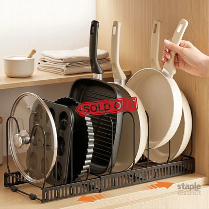 Artiss Expandable Pots and Pans Organizer Rack Cookware Holder Kitchen Cabinet Rack - Furniture > Bathroom > Bathroom