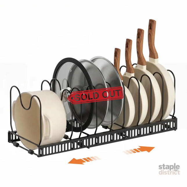 Artiss Expandable Pots and Pans Organizer Rack Cookware Holder Kitchen Cabinet Rack - Furniture > Bathroom > Bathroom