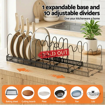 Artiss Expandable Pots and Pans Organizer Rack Cookware Holder Kitchen Cabinet Rack - Furniture > Bathroom > Bathroom