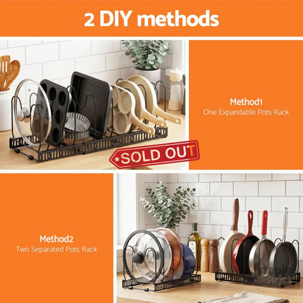 Artiss Expandable Pots and Pans Organizer Rack Cookware Holder Kitchen Cabinet Rack - Furniture > Bathroom > Bathroom