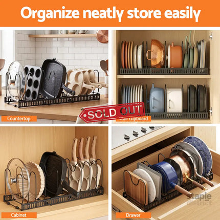 Artiss Expandable Pots and Pans Organizer Rack Cookware Holder Kitchen Cabinet Rack - Furniture > Bathroom > Bathroom