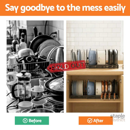 Artiss Expandable Pots and Pans Organizer Rack Cookware Holder Kitchen Cabinet Rack - Furniture > Bathroom > Bathroom