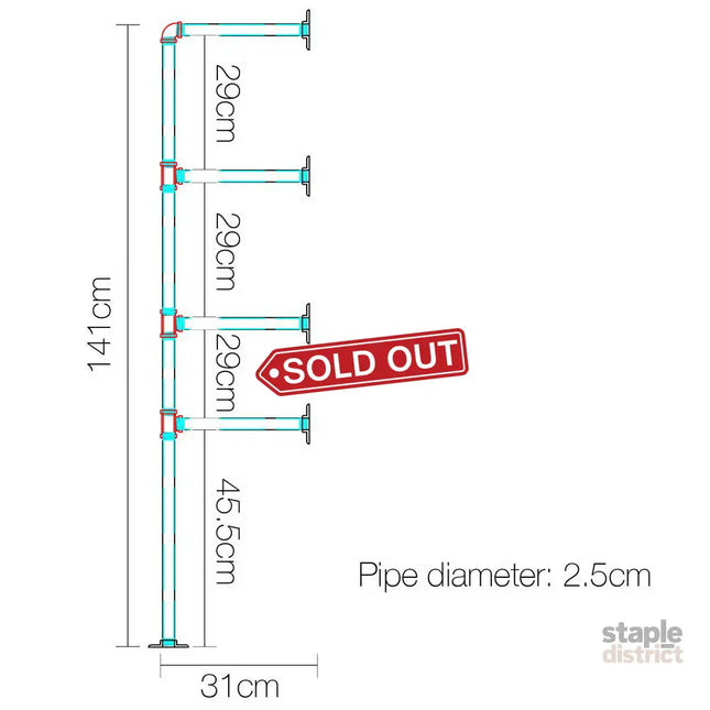 Artiss Floating DIY Pipe Shelf Metal Brackets Set of 2 - Home & Garden > DIY > Kitchen & Bathroom DIY