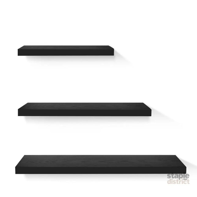 Artiss Floating Wall Shelf Set of 3 Black - Home & Garden > DIY > Kitchen & Bathroom DIY