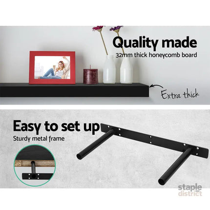 Artiss Floating Wall Shelf Set of 3 Black - Home & Garden > DIY > Kitchen & Bathroom DIY