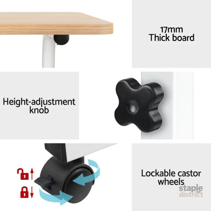 Artiss Laptop Desk Table Adjustable 60CM Light Wood - Furniture > Office > Desks
