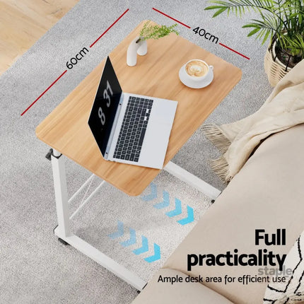 Artiss Laptop Desk Table Adjustable 60CM Light Wood - Furniture > Office > Desks