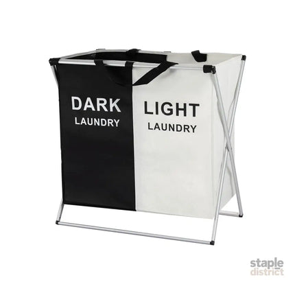 Artiss Laundry Basket Hamper Large Foldable Washing Clothes Storage 2 Sections - Home & Garden > Storage > Clothing &