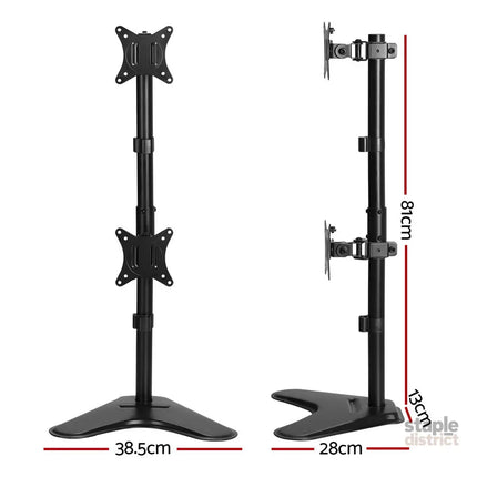 Artiss Monitor Arm Stand Dual Mount HD LED TV Bracket Holder Freestanding - Electronics > Computer Accessories >