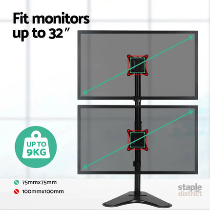 Artiss Monitor Arm Stand Dual Mount HD LED TV Bracket Holder Freestanding - Electronics > Computer Accessories >