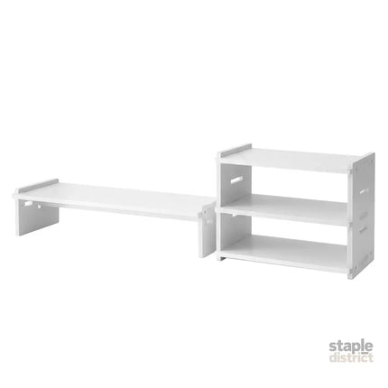 Artiss Monitor Stand and 3-Tier Desk Organiser 2-in-1 Modular Computer Monitor Riser PVC Desktop Shelf Holds 20kg for