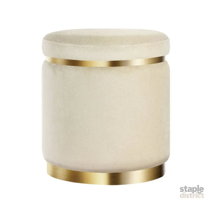 Artiss Ottoman Foot Stool Round Velvet Cream - Furniture > Living Room > Ottomans & Footstools