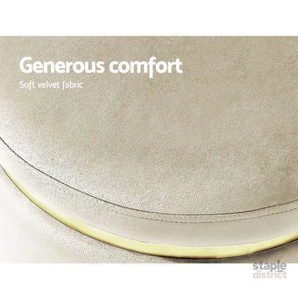 Artiss Ottoman Foot Stool Round Velvet Cream - Furniture > Living Room > Ottomans & Footstools