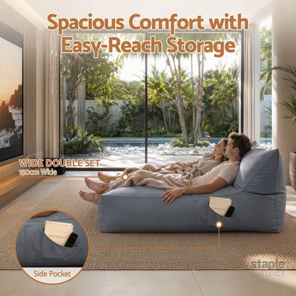 Artiss Outdoor Bean Bag Chair Cover (No Filler) 2 Seater Beanbag Lounge Sofacover Adults Splash-Proof Large Bean Bag