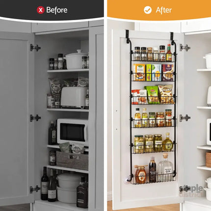 Artiss Over Door Storage Hanger Pantry 6-Tier Metal Hook Hanging Organiser Black - Tools > Tools Storage > Wall Storage