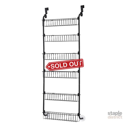 Artiss Over Door Storage Hanger Pantry 6-Tier Metal Hook Hanging Organiser Black - Tools > Tools Storage > Wall Storage