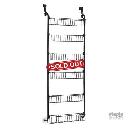 Artiss Over Door Storage Hanger Pantry 6-Tier Metal Hook Hanging Organiser Black - Tools > Tools Storage > Wall Storage