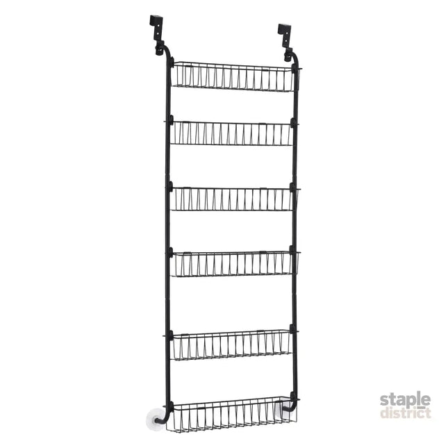 Artiss Over Door Storage Hanger Pantry 6-Tier Metal Hook Hanging Organiser Black - Tools > Tools Storage > Wall Storage