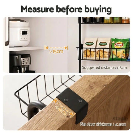 Artiss Over Door Storage Hanger Pantry 6-Tier Metal Hook Hanging Organiser Black - Tools > Tools Storage > Wall Storage