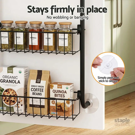 Artiss Over Door Storage Hanger Pantry 6-Tier Metal Hook Hanging Organiser Black - Tools > Tools Storage > Wall Storage