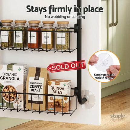 Artiss Over Door Storage Hanger Pantry 6-Tier Metal Hook Hanging Organiser Black - Tools > Tools Storage > Wall Storage