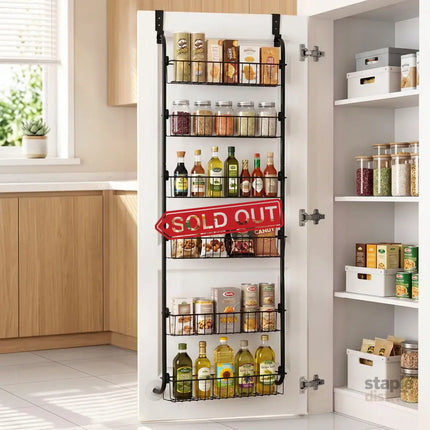 Artiss Over Door Storage Hanger Pantry 6-Tier Metal Hook Hanging Organiser Black - Tools > Tools Storage > Wall Storage