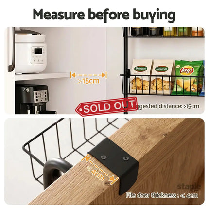 Artiss Over Door Storage Hanger Pantry 6-Tier Metal Hook Hanging Organiser Black - Tools > Tools Storage > Wall Storage