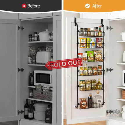 Artiss Over Door Storage Hanger Pantry 6-Tier Metal Hook Hanging Organiser Black - Tools > Tools Storage > Wall Storage