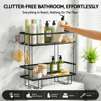 Artiss Over Toilet Storage Rack Bathroom Shelf Organizer 2 Tier - Furniture > Bathroom > Bathroom Cabinets Cupboards &
