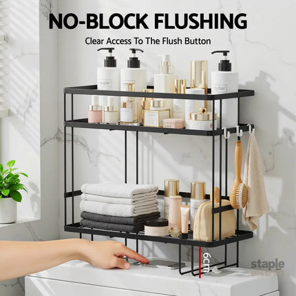 Artiss Over Toilet Storage Rack Bathroom Shelf Organizer 2 Tier - Furniture > Bathroom > Bathroom Cabinets Cupboards &