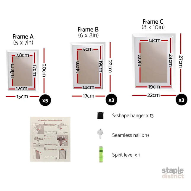 Artiss Photo Frames Art Holder 11PCS 5x7’’ 6x8’’ 8x10’’ White - Home & Garden > Decor > Picture Frames