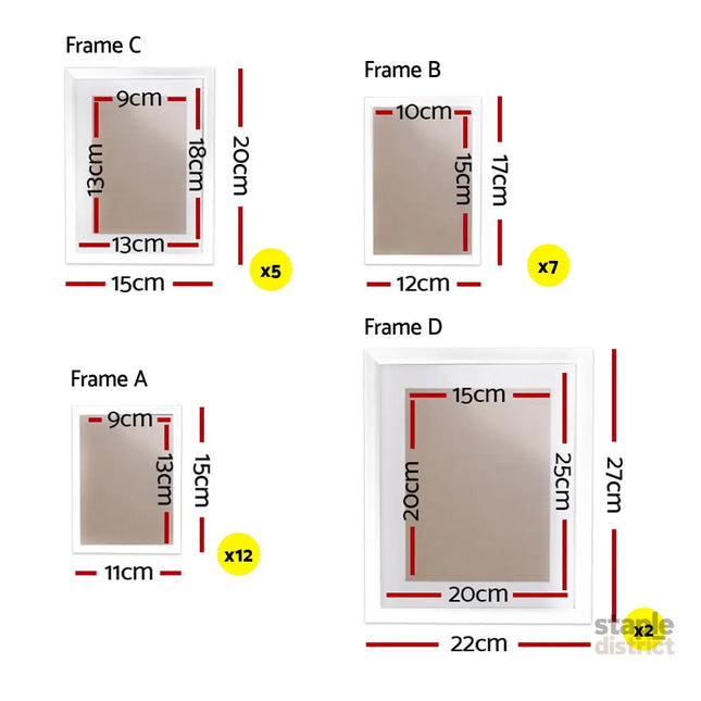 Artiss Photo Frames Art Holder 26PCS 8x10’’ 5x7’’ 4x6’’ 3.5x5’’ White - Home & Garden > Decor > Picture Frames