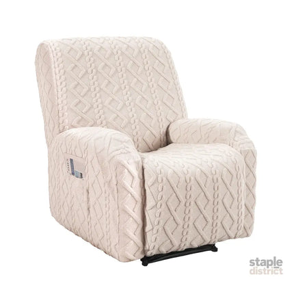 Artiss Recliner Chair Covers with Storage Side Pockets Beige - Furniture > Bar Stools & Chairs > Arm Chairs & Recliners
