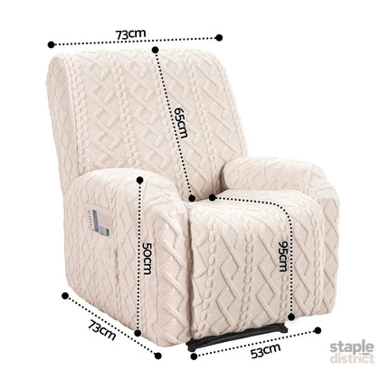 Artiss Recliner Chair Covers with Storage Side Pockets Beige - Furniture > Bar Stools & Chairs > Arm Chairs & Recliners