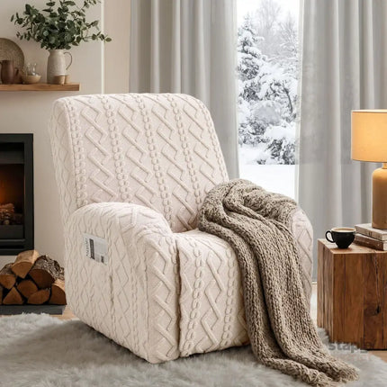 Artiss Recliner Chair Covers with Storage Side Pockets Beige - Furniture > Bar Stools & Chairs > Arm Chairs & Recliners