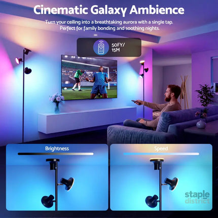 Artiss RGB Floor Lamp LED with 3 Swivel Lights Color Changing Lamp with Remote Stepless Dimmable - Home & Garden >