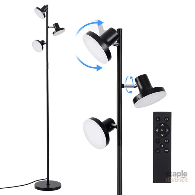 Artiss RGB Floor Lamp LED with 3 Swivel Lights Color Changing Lamp with Remote Stepless Dimmable - Home & Garden >