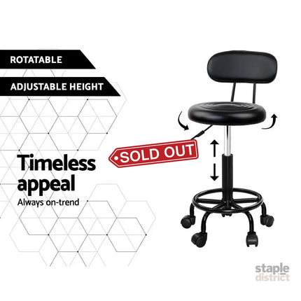 Artiss Salon Stool Swivel Chair Backrest - Furniture > Living Room > Ottomans & Footstools